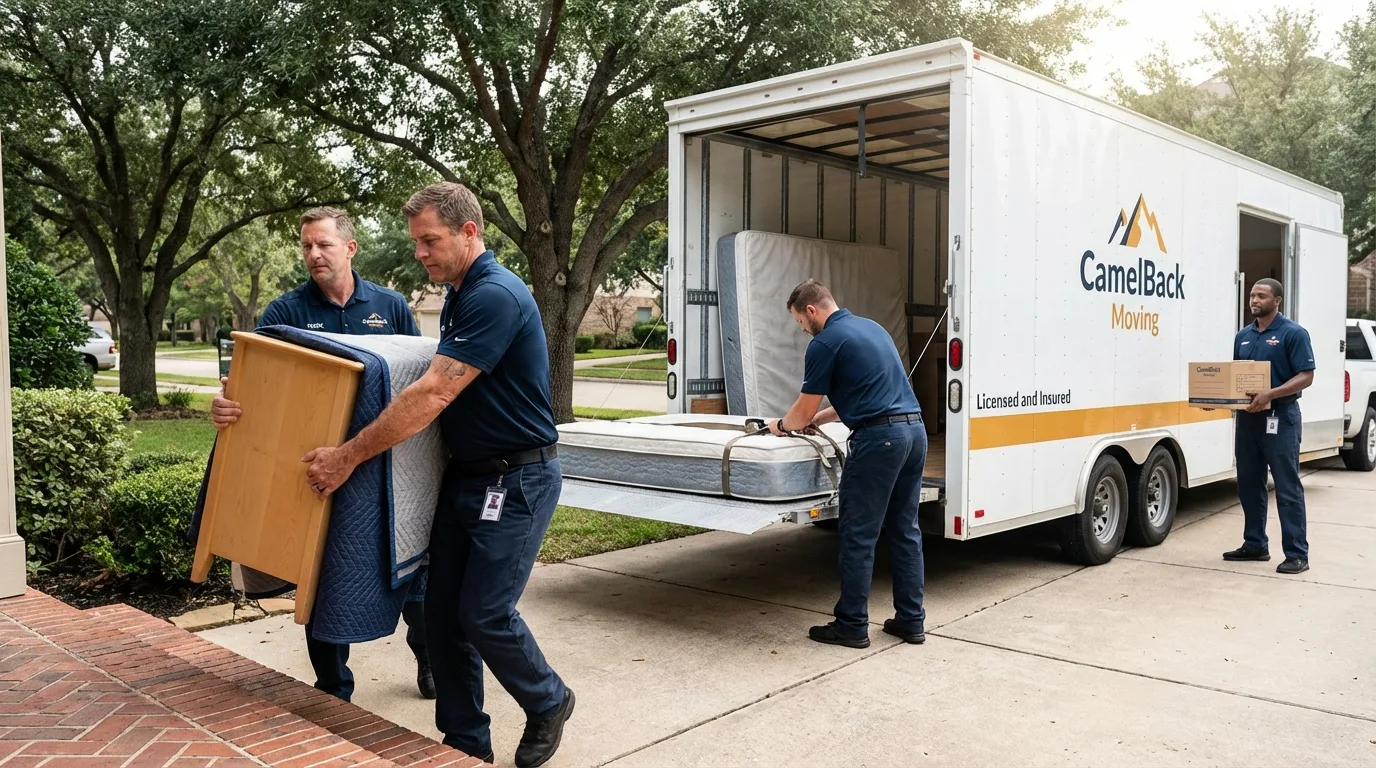 Crew loading residential truck for cross-state move from Camden, NY